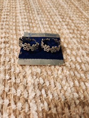 Vintage Beau Sterling Silver 14kt Gold Wire Ornate Hoop Earrings USA